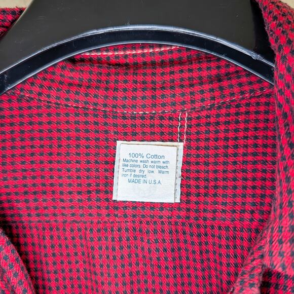 Post O'ALLS Men's Button up Shirt Red Mini check Size Medium - Picture 6 of 8